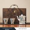 Gilded Silver Ceramic Tea Set with Lift-Beam Pot