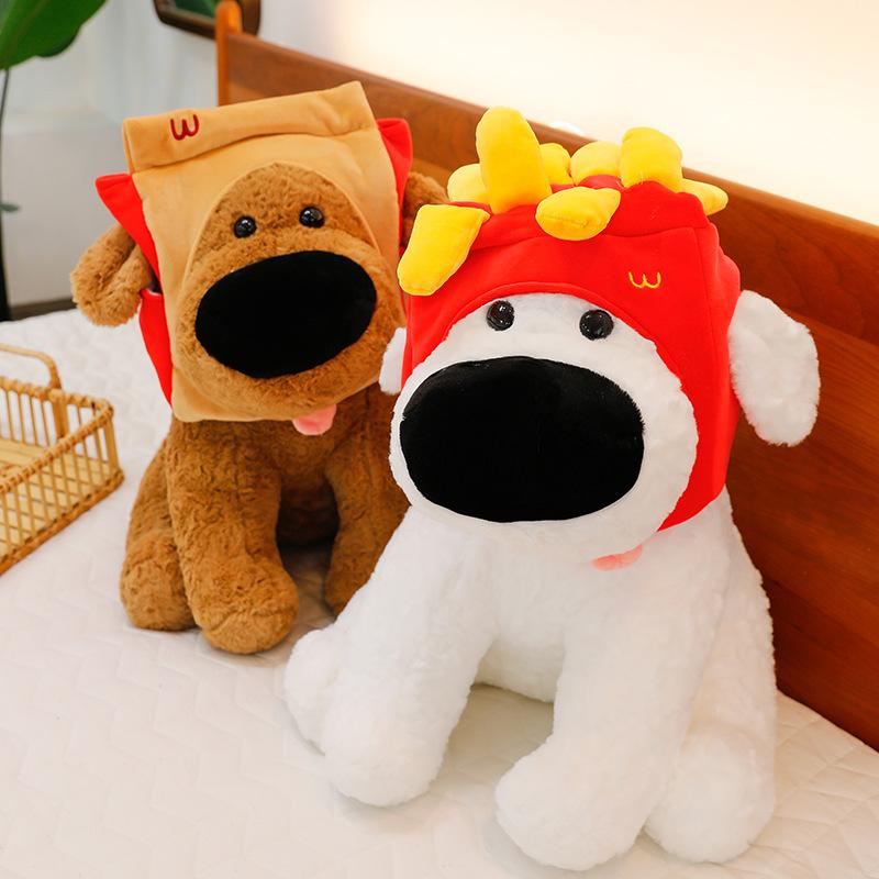 Internet Celebrity Big Nose Dog Doll Plush Toy Cute French Fries Dog Eating Salt Fish and Chips Big Nose Dog Doll