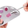 Stainless Steel 5-Well Semi-Circular Makeup Mixing Palette for Artists