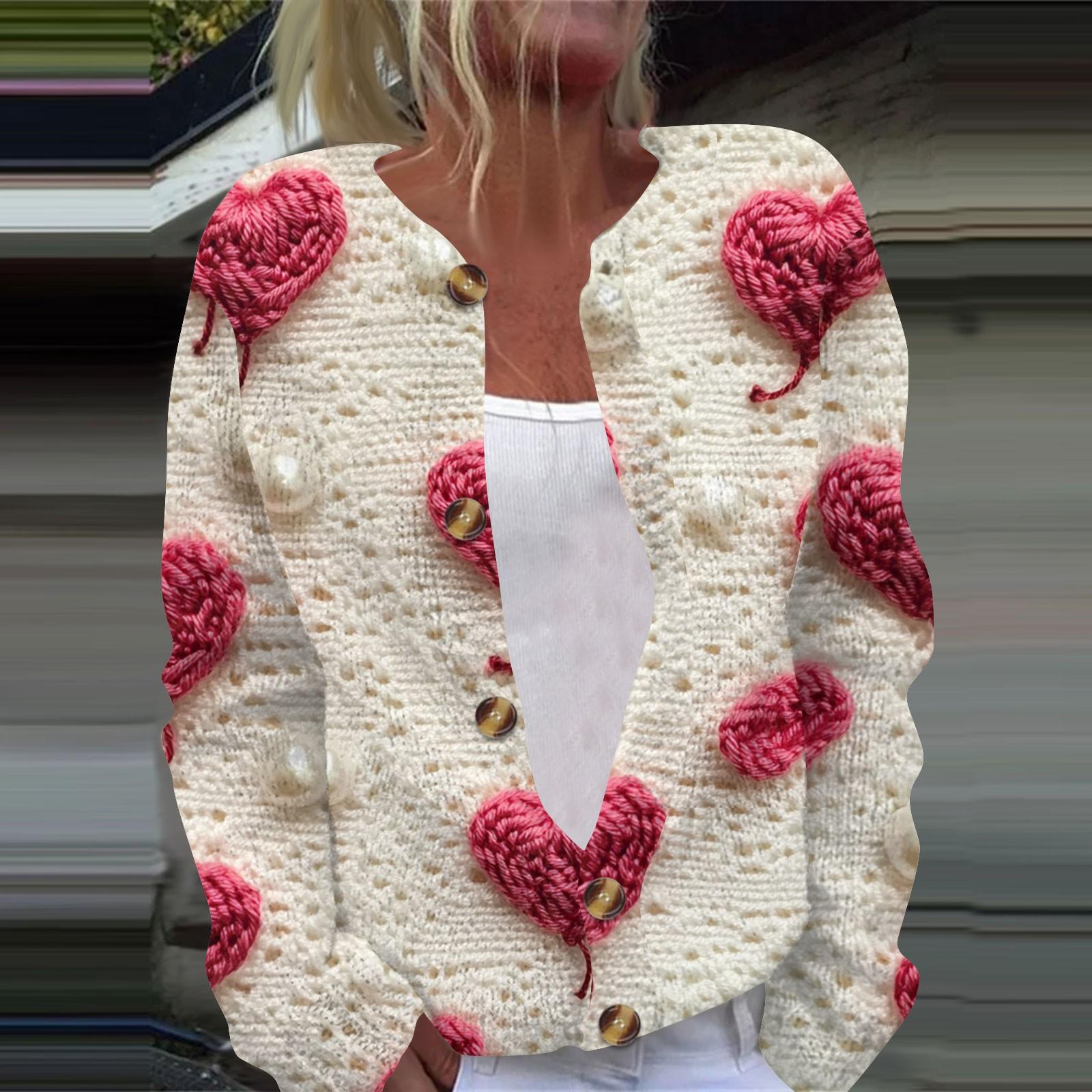 

Женская модная принтованная куртка с длинным рукавом и вязанным кардиганом на пуговицах S красный