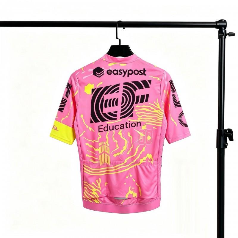 Maillot de Ciclismo para Hombre Manga Corta Transpirable Secado Rápido Top para Bicicleta de Carretera Rosa Amarillo