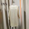 Celebrity Dress Women Evening Slant Neck One Sloping Shoulder Long Sleeves Sequin Decoration Mini Loose Solid Color Prom Party Spring