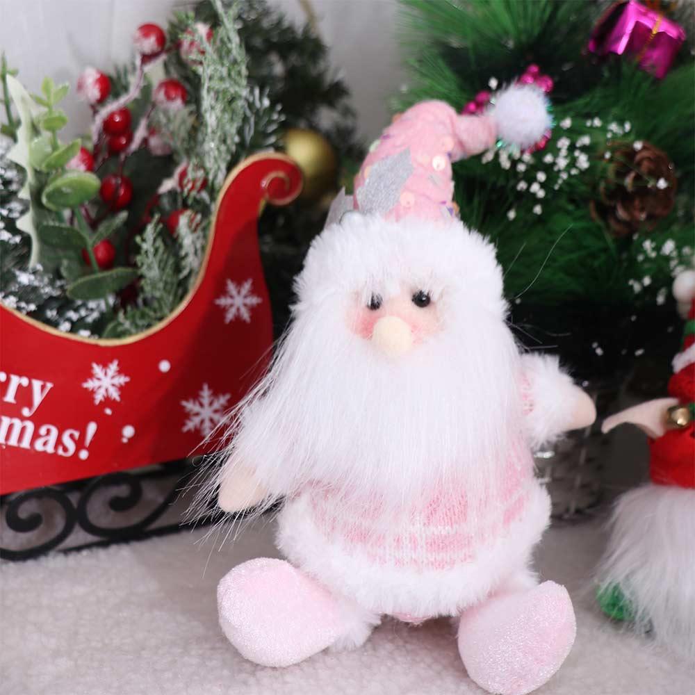 Realistic Christmas Plush Snowman Doll Sitting Christmas Pink Doll Decorations  Party Supplies