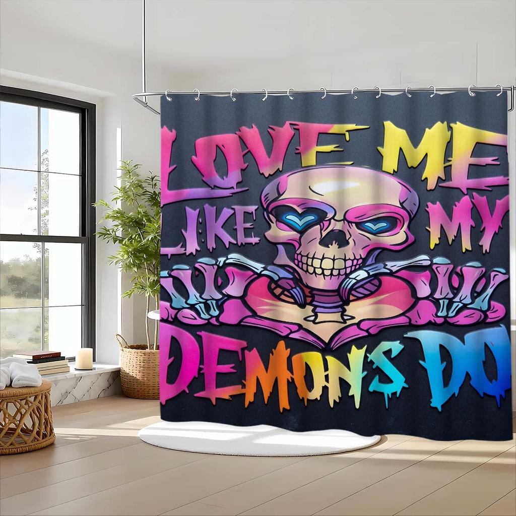 Halloween Pumpkin Ghost Skeleton Polyester Shower Curtain Bathroom Curtain Easy Install Durable Fade Resistant Customized Modern