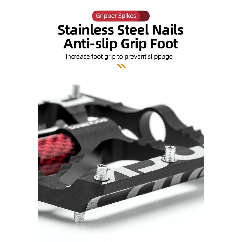 ROCKBROS Bicycle Pedals Alloy Bearings Cycling Pedals Platform Bike Flat Pedal Pedals Reflective Anti-slip MTB Bike Accessories