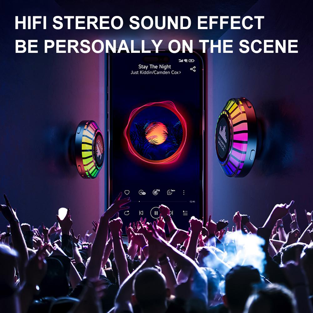 F8 Bone Conduction Bluetooth Speaker Mini Sound Box RGB Hifi Stereo Wireless Speaker LED Atmosphere Light Pickup Rhythm Lamp