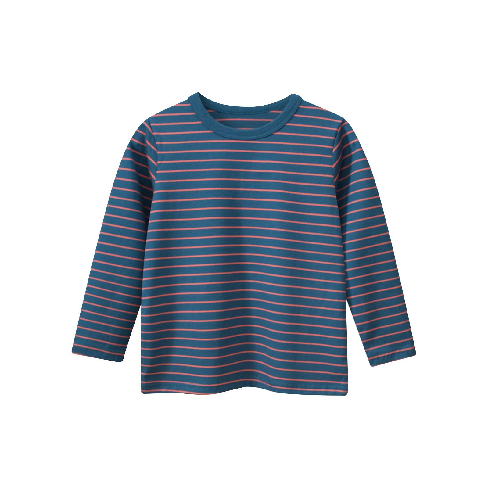 

Зимние пуловеры с круглым вырезом для мальчиков и девочек, футболки с длинными рукавами, детские топы в полоску 90