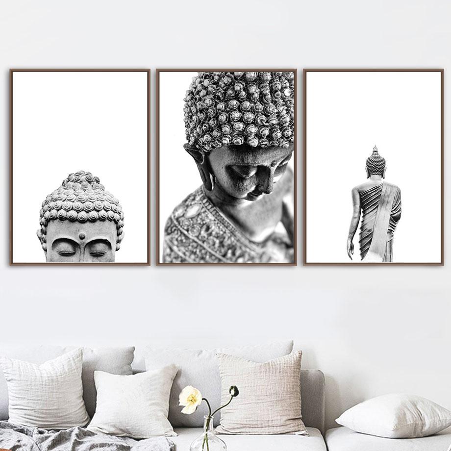 Sakyamuni Buddha Statue Qoutes Wall Art Canvas Painting Black White Nordic Posters And Prints Wall Pictures For Living Room