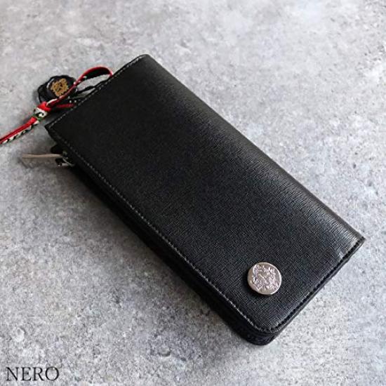 Orobianco Men's Custom-Made Long Wallet in Genuine Saffiano Leather (NEROBlack) - Made in Italy. A simple, stylish, and perfect gift.