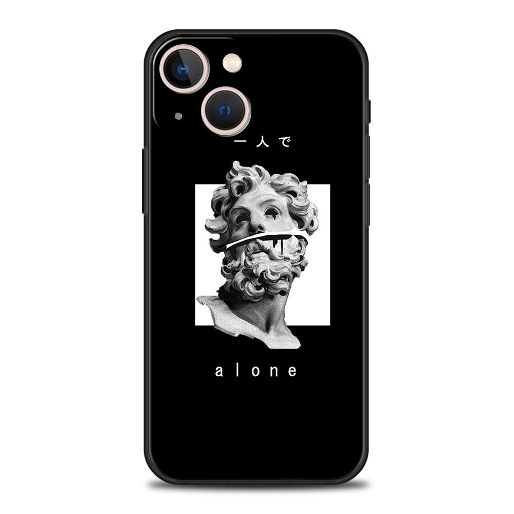 Cartoon Statue Abstract Art Phone Case Cover for iPhone 17 16 15 14 13 12 Pro Max 11 Pro Max 17 AIR Plus Shockproof Soft TPU Bag