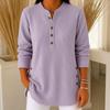 Women's Corduroy V-Neck Long Sleeve Button Front Shirt Casual Loose Fit Color Top