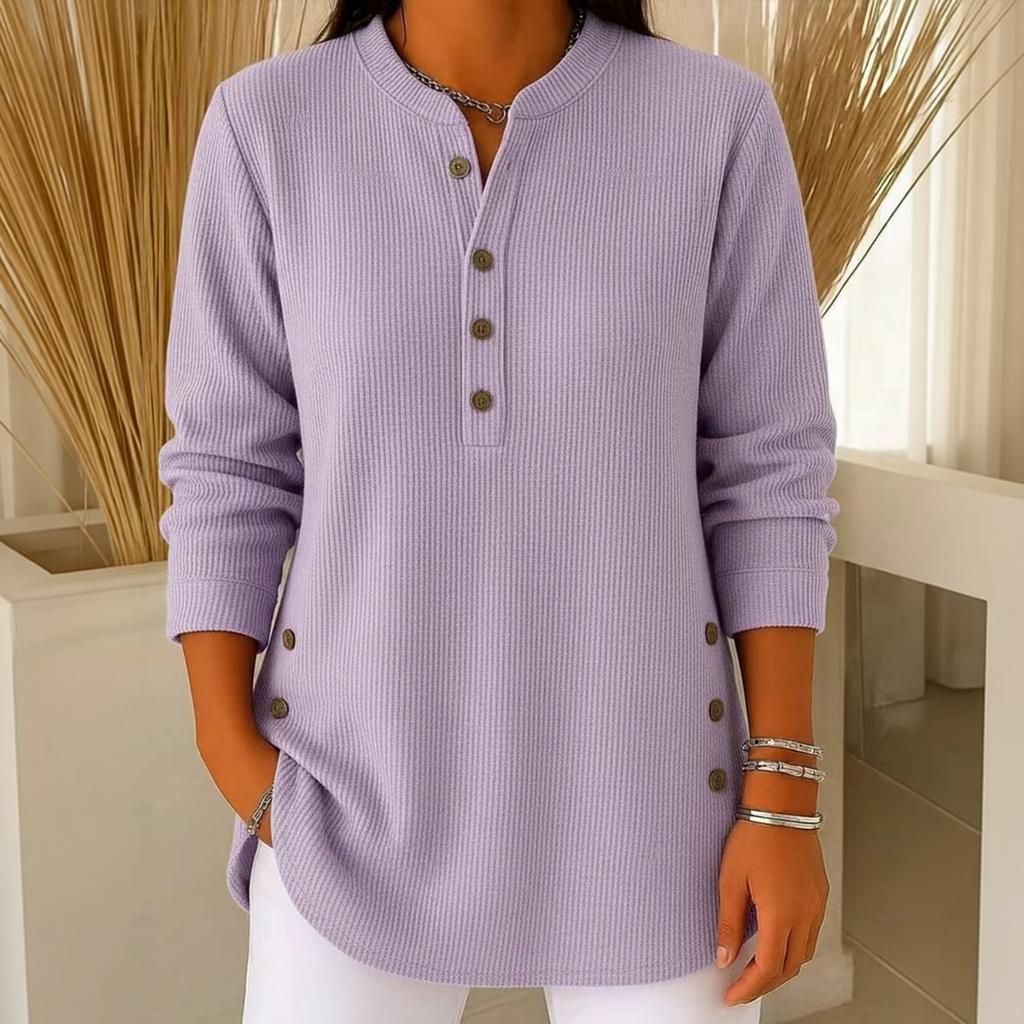 Women's Corduroy V-Neck Long Sleeve Button Front Shirt Casual Loose Fit Color Top