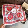 Simulation silk printing square scarf shawl scarf European and American court occupation sense sunscreen scarf silk scarf headscarf premium neck