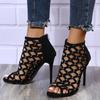 Dance Shoes High Heels Women Ballroom Latin Dancing Boots Soft Soles Cut-Outs Party Dance Shoes Open Toes Zipper