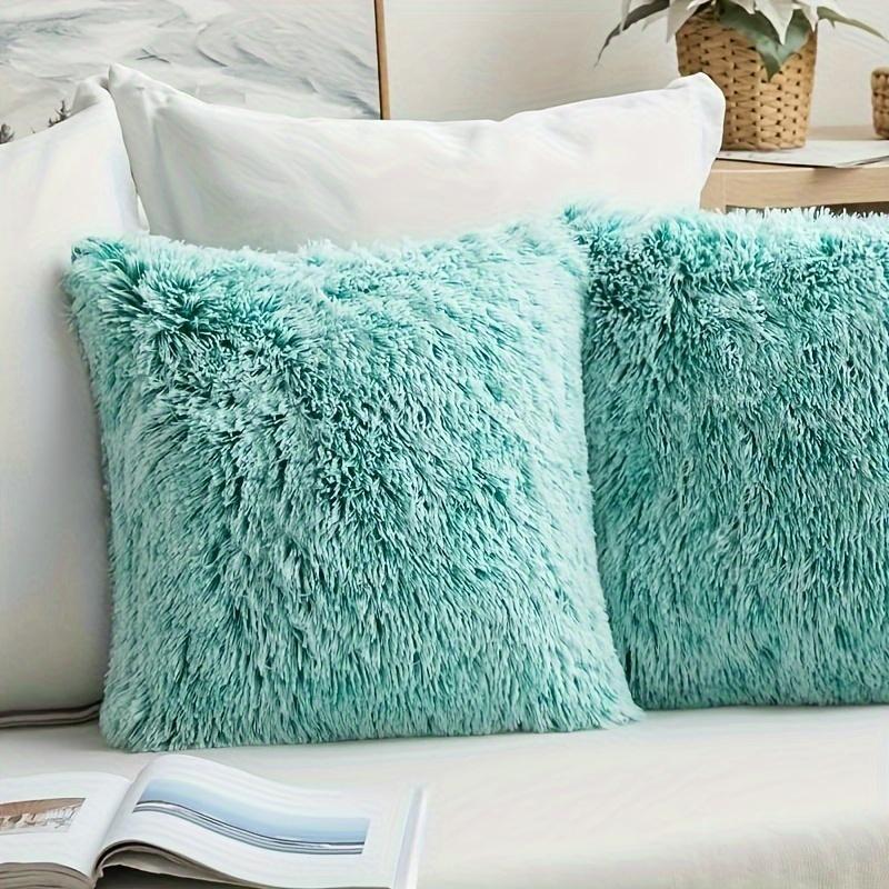 Soft Fur Cushion Cover 43x43cm Cozy Plush Decorative Pillow Cover for Living Room Sofa Decor Pillowcase White Grey Cushion Case