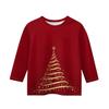 Christmas Day Print Tops For Youth Girls 4-11 Years Round Neck 3/4 Sleeves T-Shirts Trendy Tops Outfit Tees