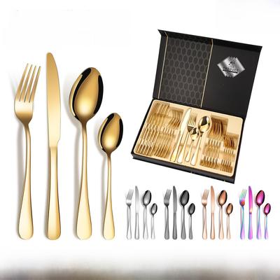 Exclusive 24-Piece Stainless Steel Cutlery Set: Knife, Fork, Spoon - 1010 Series Gift Box