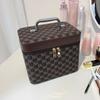 Portable Waterproof Cosmetic Case Large Capacity Hard Shell Makeup Case PU Leather Square Makeup Handbag Women