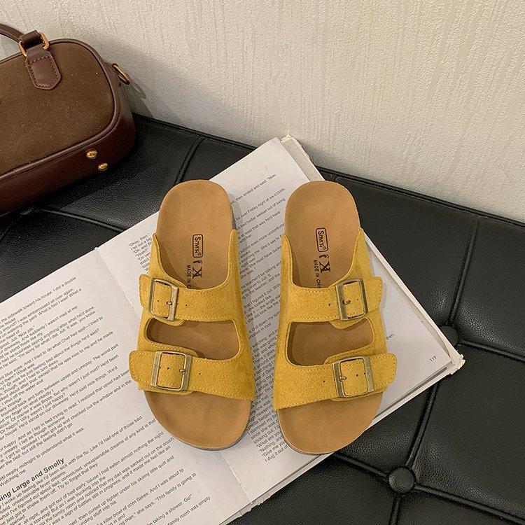 Leather Platform Shoes Women's Summer Wear New Half Slippers with Boken Cool Slippers