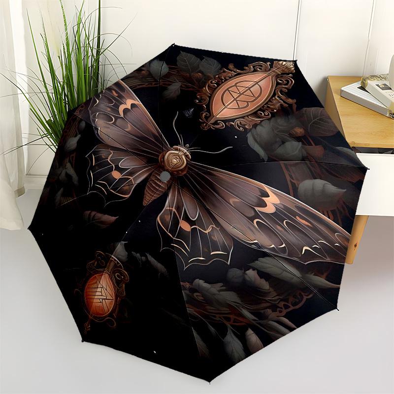 1pc Butterfly ArtworkOpen/Close Umbrella-Windproof, Compact Travel Umbrella, Sturdy 8-Rib Shaft, Outdoor Accessory, 1090