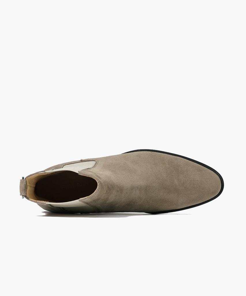 Firenze Atelier High Ankle Line Slim Toe Suede Chelsea Boots 3342-Qs [Ash Beige]