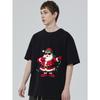 Christmas T Shirt Black Santa Claus with Sunglasses and Lights Print for Holiday Party