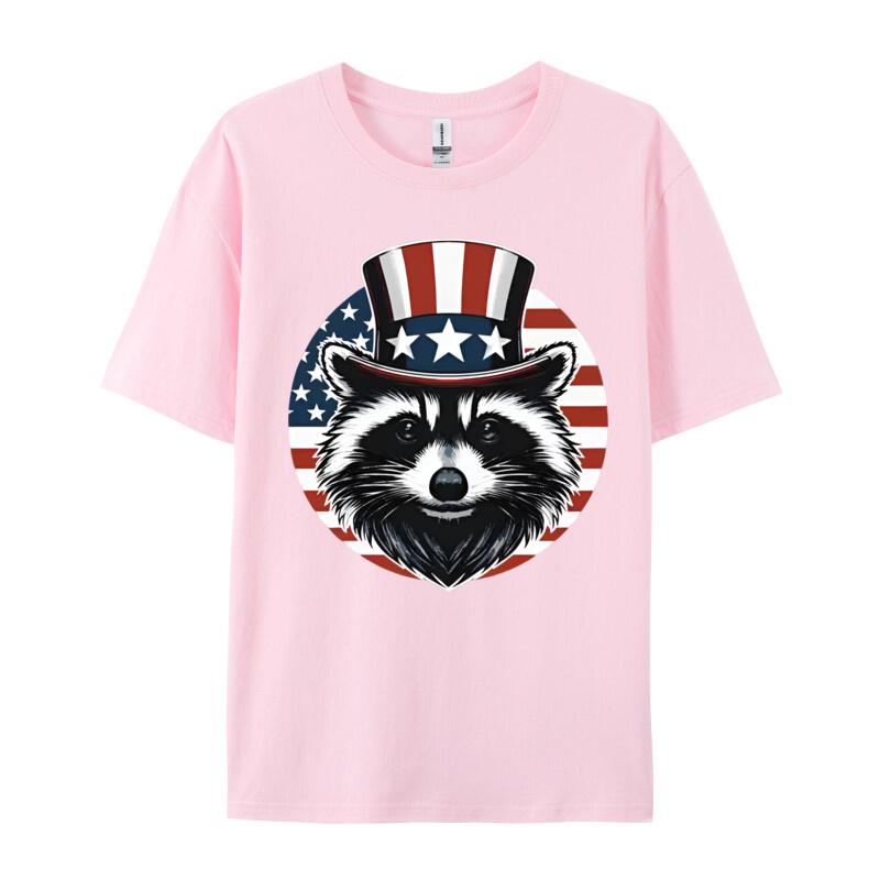Raccoon Patriotic America 4th Of July TShirts Funny Cotton Tees Printing Tops Tee Loose TeeShirt Unisex Top Tshirts