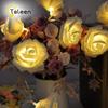 10 Rose Weihnachtsdeko Lichterkette Simulation Rose LED Licht Laternenpfahl Beleuchtung Lichterkette Zuhause Blume Party