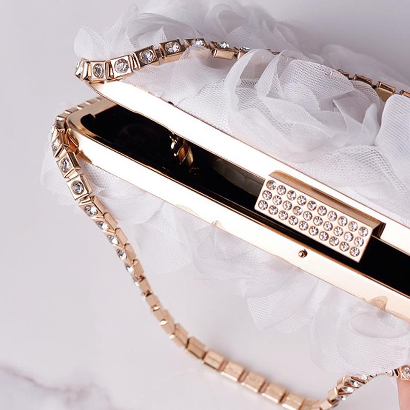 Flower Designer Clutch Bag Diamond Chain Phone Cross Bag Crystals Bling Elegant Party Handbags Luxury Top Quality Clutch Purses