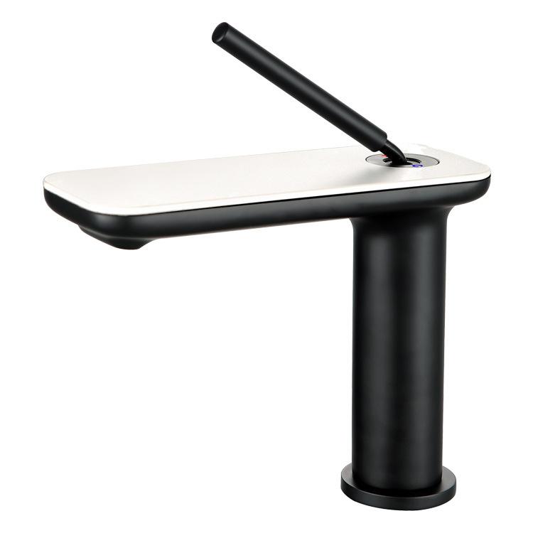 Basin Faucet Bathroom Hot Cold White Mixer Crane Deck Single Lever Black Tap Mixer Brass Waterfall Faucet