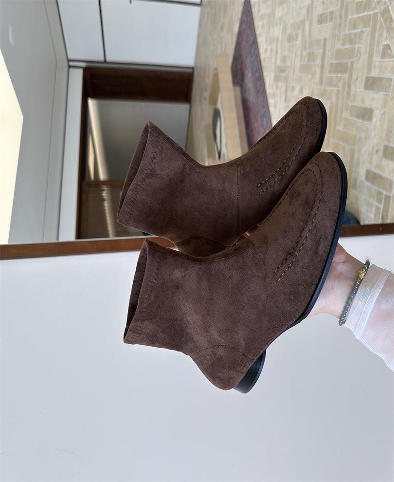 

~ 25 лет новые ретро челси с круглым носком на плоской подошве боковая молния откидные с мягким верхом универсальные короткие ботинки для женщин 39 светло-коричневого