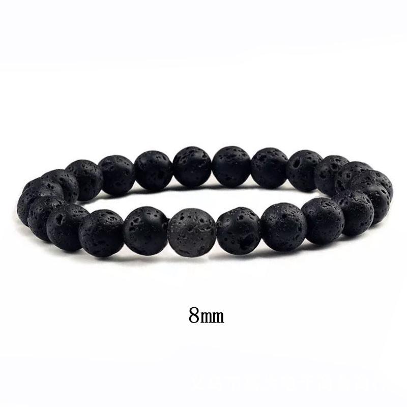 Cross-Style Woven Bracelet with Volcanic Stone, Turquoise, and Tiger Eye Beads модель 21