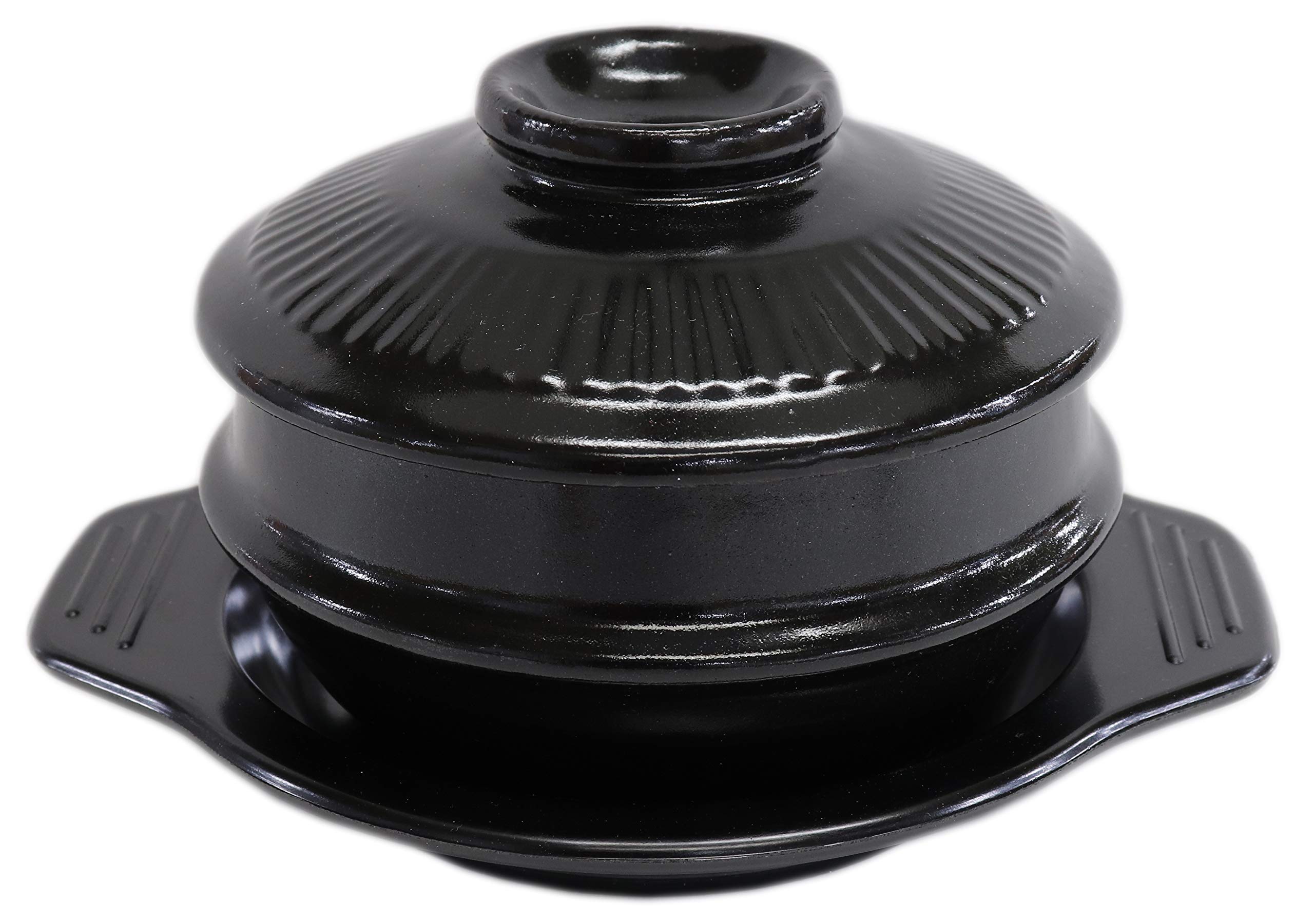 

16cm Jjigae Pot with Lid and Trivet [Pot 15.8 x 12cm, Trivet 21.8 x 19.5 x 2.5cm, Made in Korea, Melamine, Microwave and Dishwasher Safe]