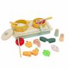 Wooden Play Kitchen with Utensils Safe Toy Pots and Pans Set Long-Lasting