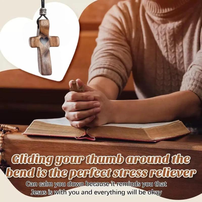 Handheld Olive Wood Clinging Cross From Elegant Wooden Cross Decor - Versatile Spiritual Symbol for Home & Office, Perfect Gift