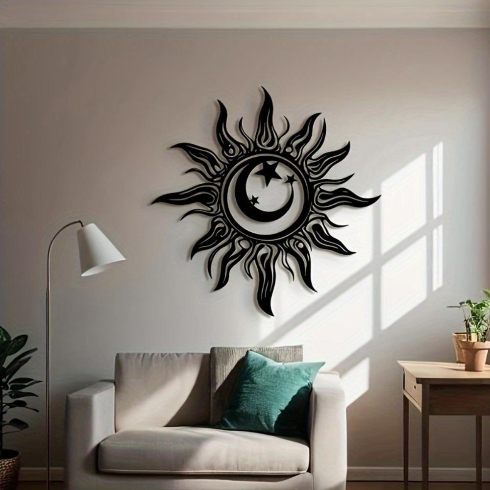 Large Sun Moon Star Metal Wall Art 39.88 cm Home Garden Decor Easy Hang