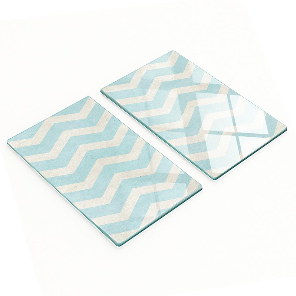 Glass Kitchen Cutting Boards With Decorative Zigzag Graphics 2X30X52 Cm