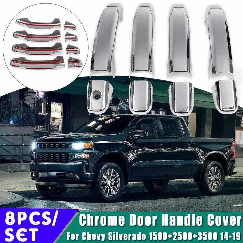 8pcs Set Car Exterior Door Handle Covers Chrome For Chevy Silverado 1500 2500 3500 for GMC 2014 2015 2016 2017 2018