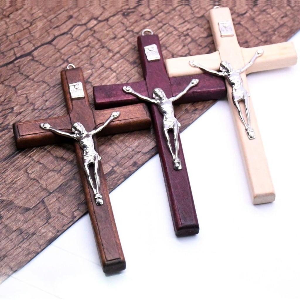 1 Stück Handgefertigtes Holzkreuz Christus Statue Religiöses Gebet Handhaltendes Kreuz Anhänger