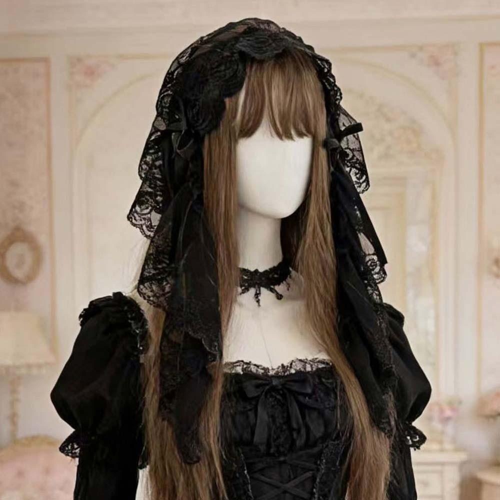 Schwarz / Weiß Spitze Schleife Haarband Gothic Stil Lolita Mädchen Stirnband Lolita Kopfschmuck Party