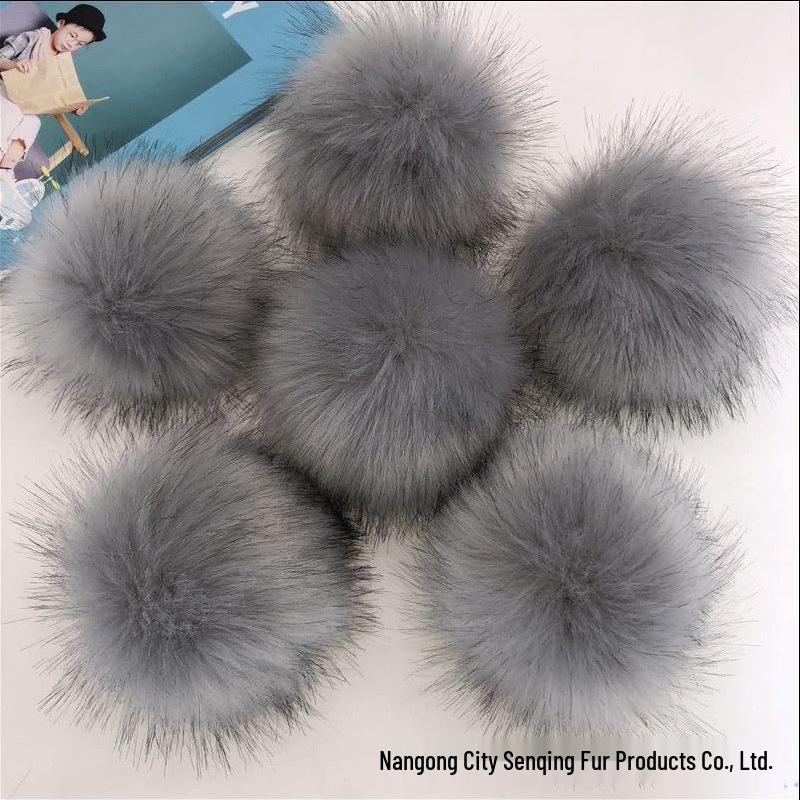Colored 15cm Fluffy Faux Fur Fox Ball for DIY Hat Pendant
