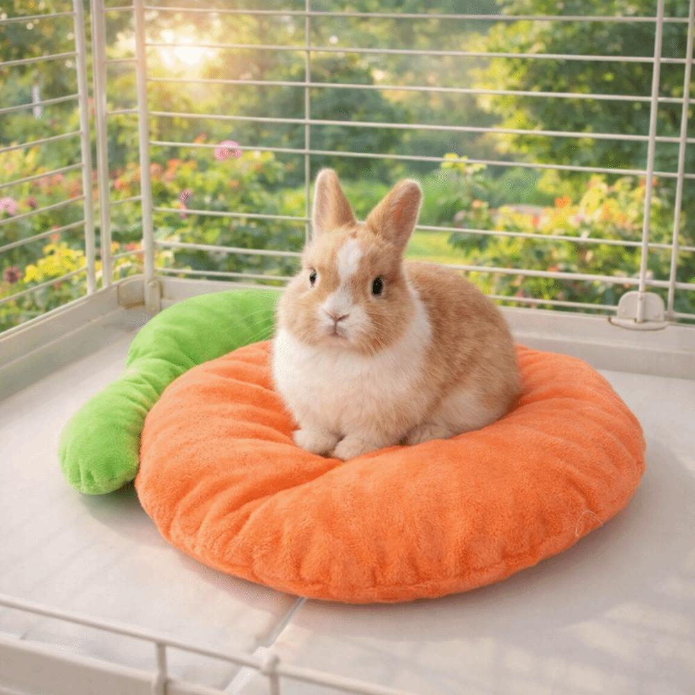 Cartoon Carrot Shaped Rabbit Mat Breathable Kitty Sofa Bed Hamster Cage Bed for Hamster Kitty
