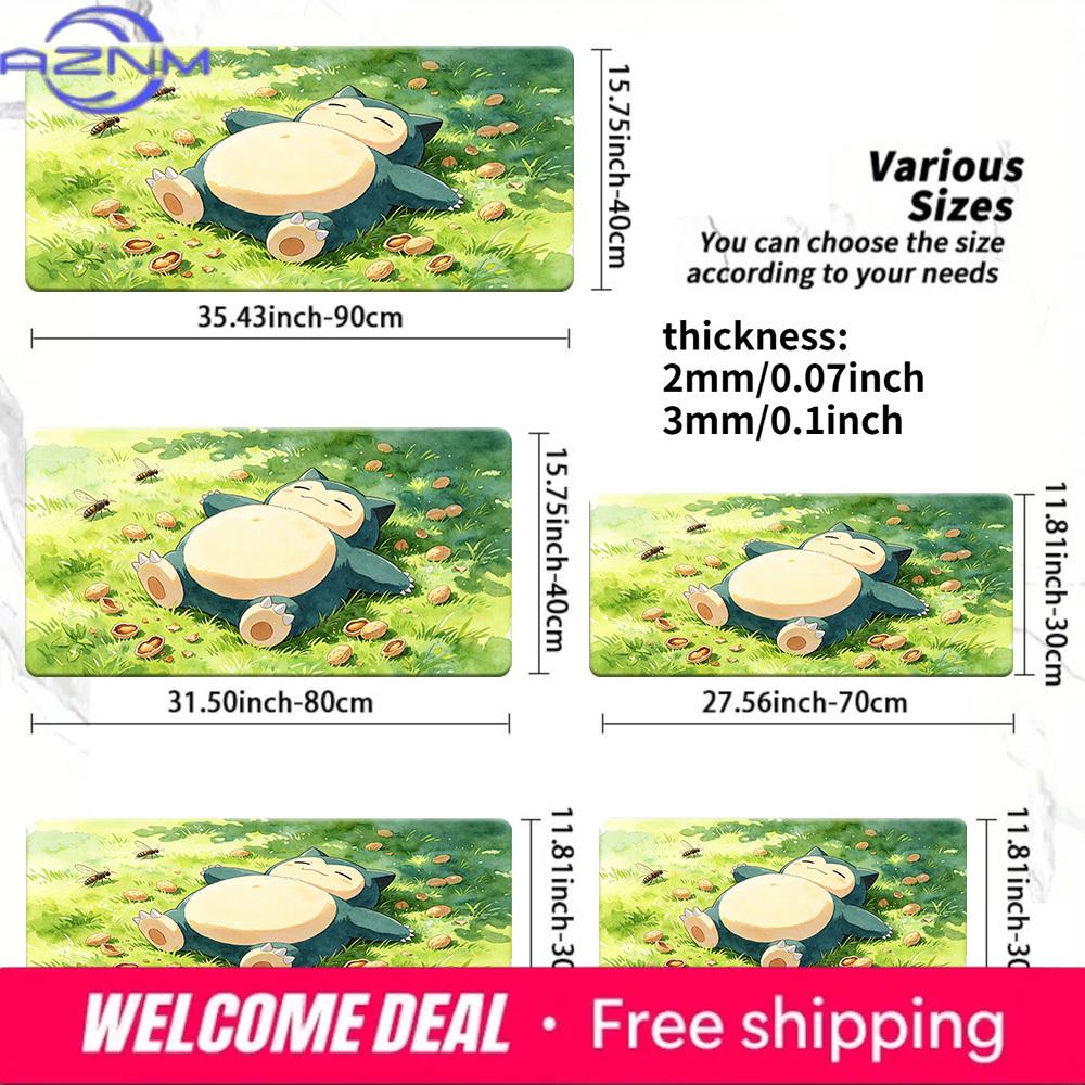 Anime Ash Pikachu Reading Together Gaming Mouse Pad with NonSlip Base 30x80x0.2cm