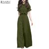 ZANZEA Women Short Sleeve Blouse and Wide Leg Pants Summer Two Piece Suit Sets