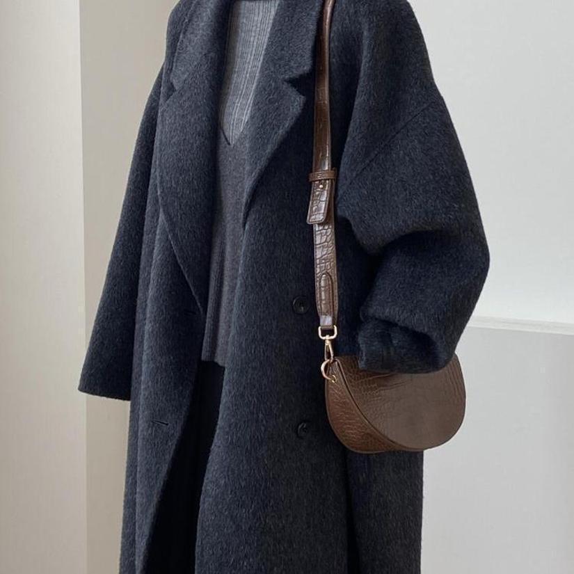 Petite-Friendly Hepburn Style Wool Coat - Mid-Length Women's Overcoat for Autumn/Winter 2025, New Korean Style