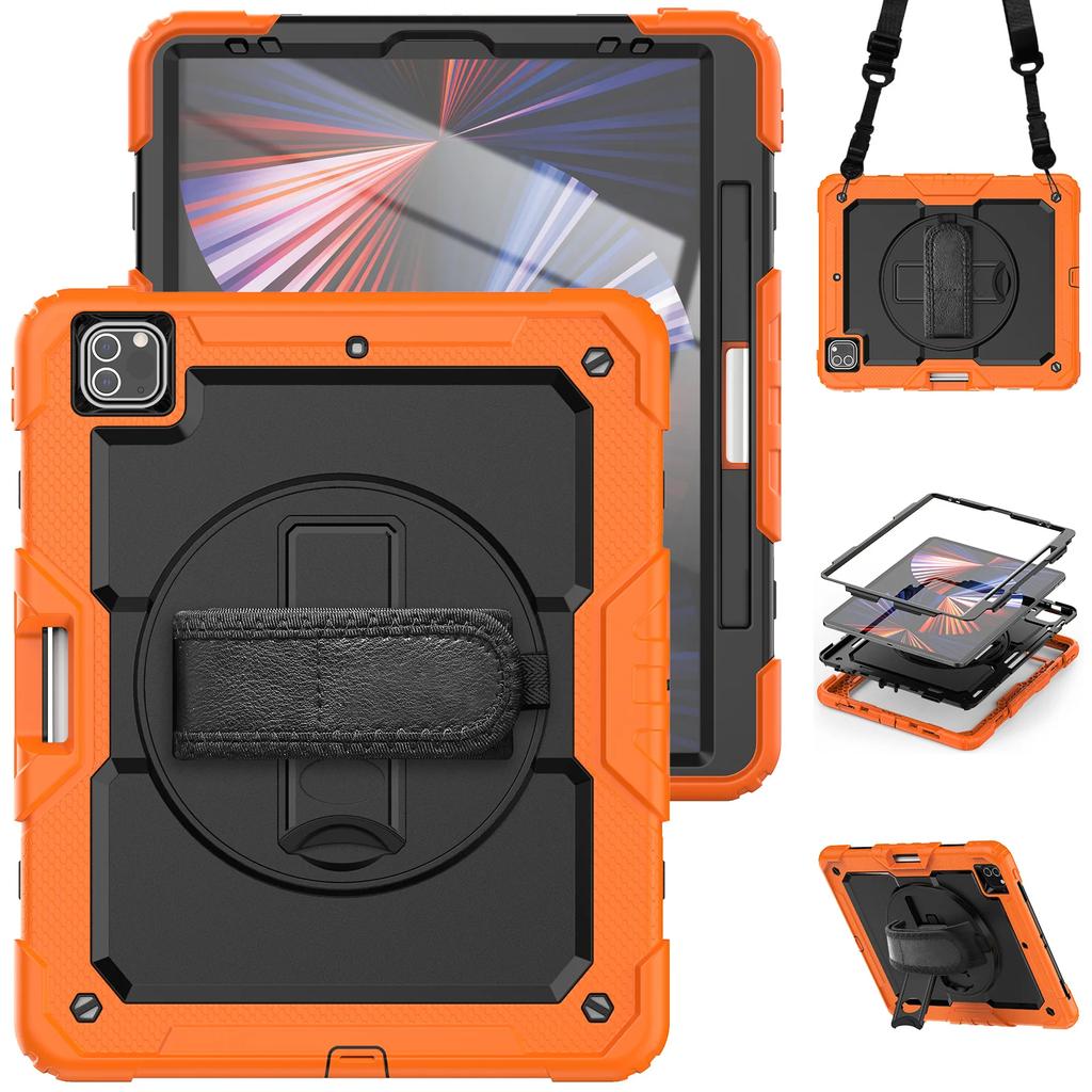 For iPad Pro 11 12.9 13 Inch Case Shockproof Stand Tablet Cover iPad Air 11 4 5 10.9 10th 11th Generation Cases+PET Screen+Strap