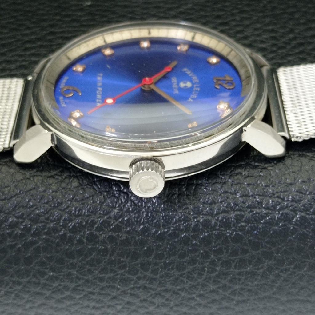USED FAVRE LEUBA TWIN POWER HAND-WINDING SWISS MENS BLUE DIAL WATCH a433018-2 R114-a433018