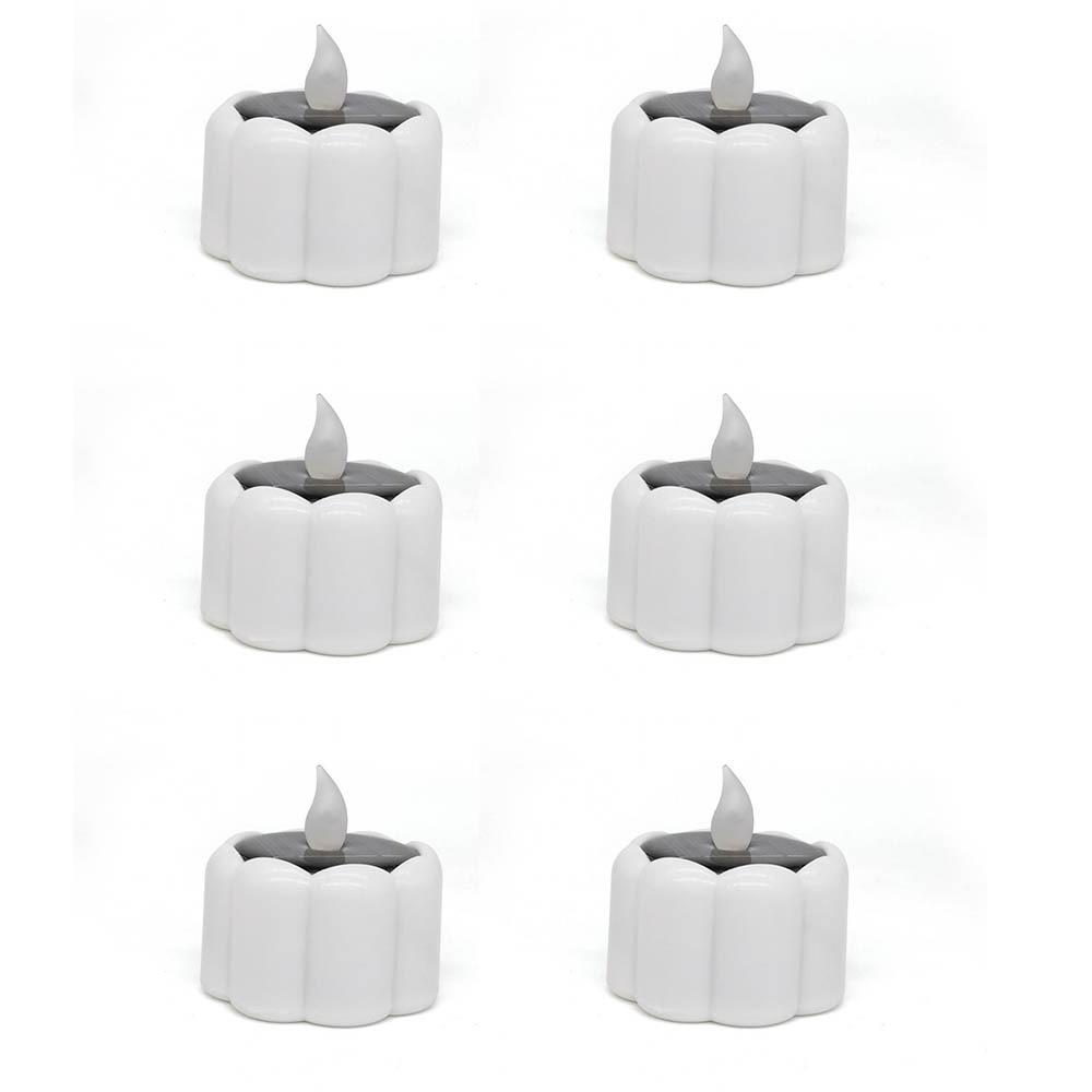 6pcs Romantic LED Candle  Lamp Waterproof Terrace Lamp Creative Solar Tea Lights  Halloween Festival