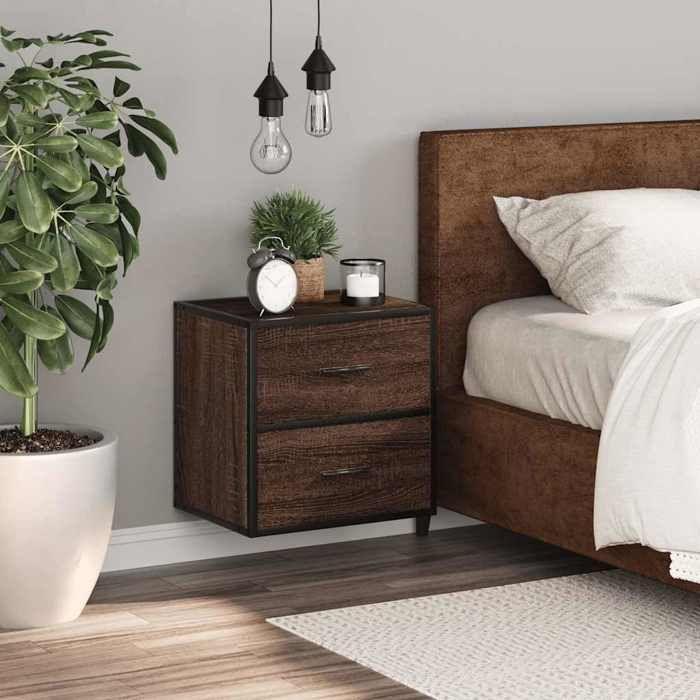 VidaXL Wall-mounted Bedside Table Brown Oak 40x31x39.5 Cm, Cabinet, Side Table, Bed Cabinet, Bedside Cabinet, Table 848732
