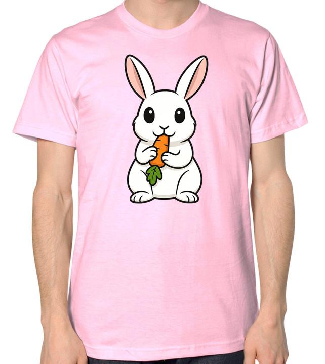 

Cute Bunny Tee Rabbit Cartoon Eating A Carrot Unisex T-Shirt L